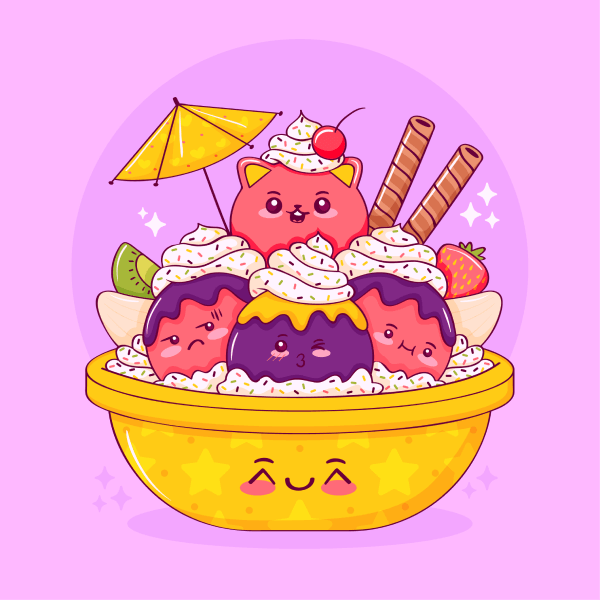 Ice cream with smiling scoops